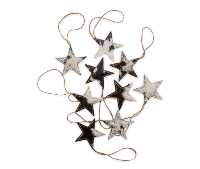 Christmas Cowhide Star Ornament Gift Set - Black and White