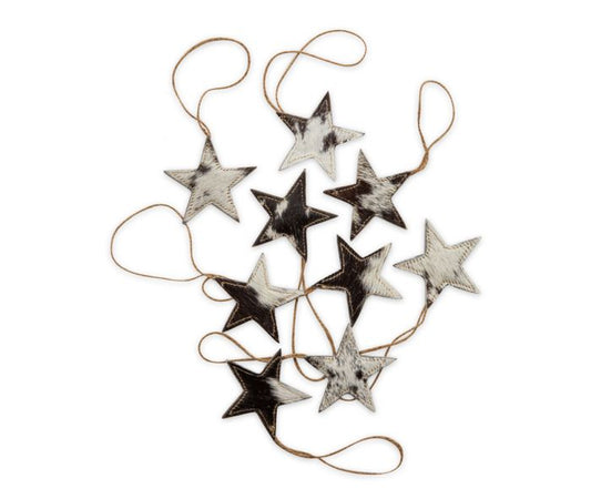 Christmas Cowhide Star Ornament Gift Set - Black and White