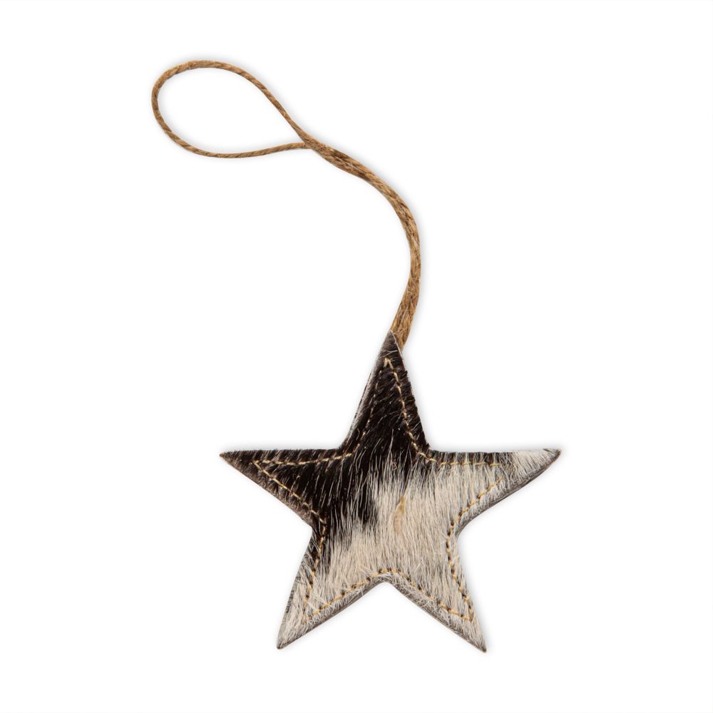 Christmas Cowhide Star Ornament Gift Set - Black and White