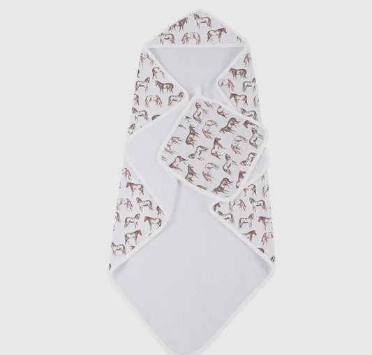 Wild Horses Hooded Towel & Washcloth Set