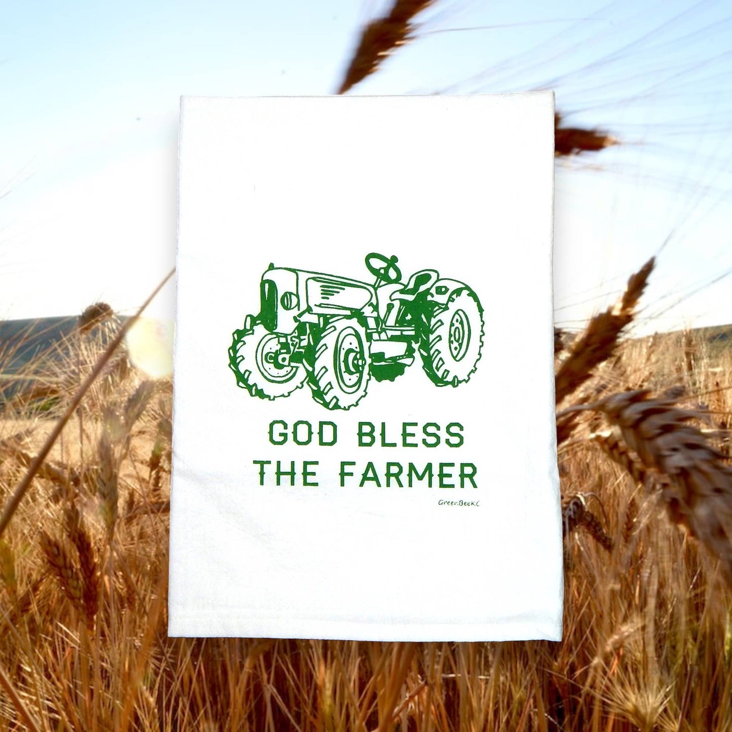 Farmer Kitchen Towel | Tea Towels | Flour Sack Dish Towels: Green