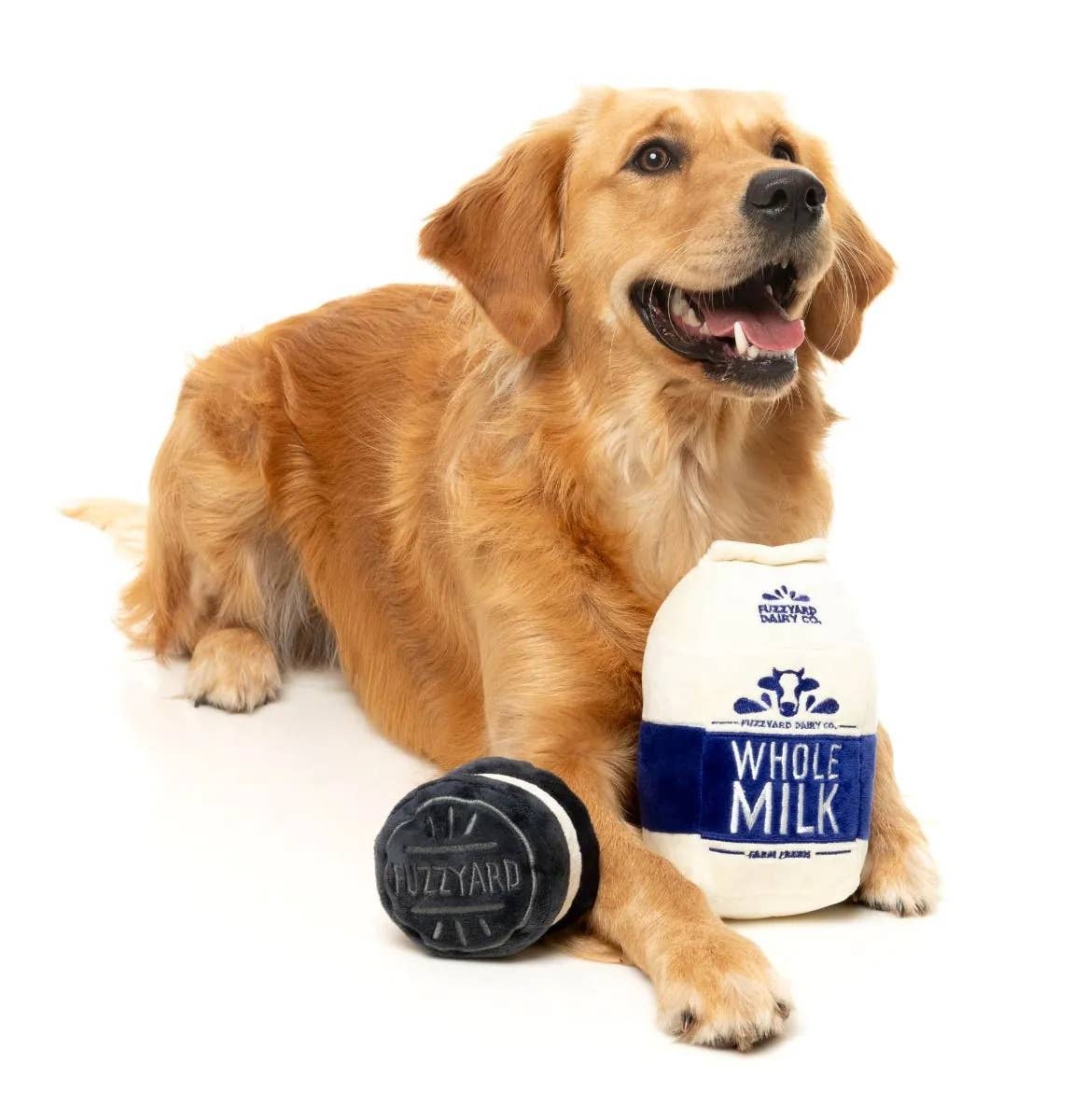 Milk & Cookie Plush Dog Toy: Dark Blue