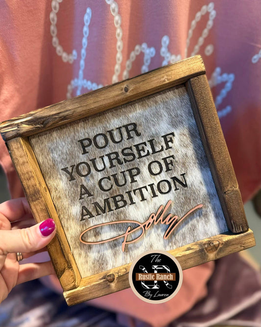 Dolly Cowhide Sign: Small