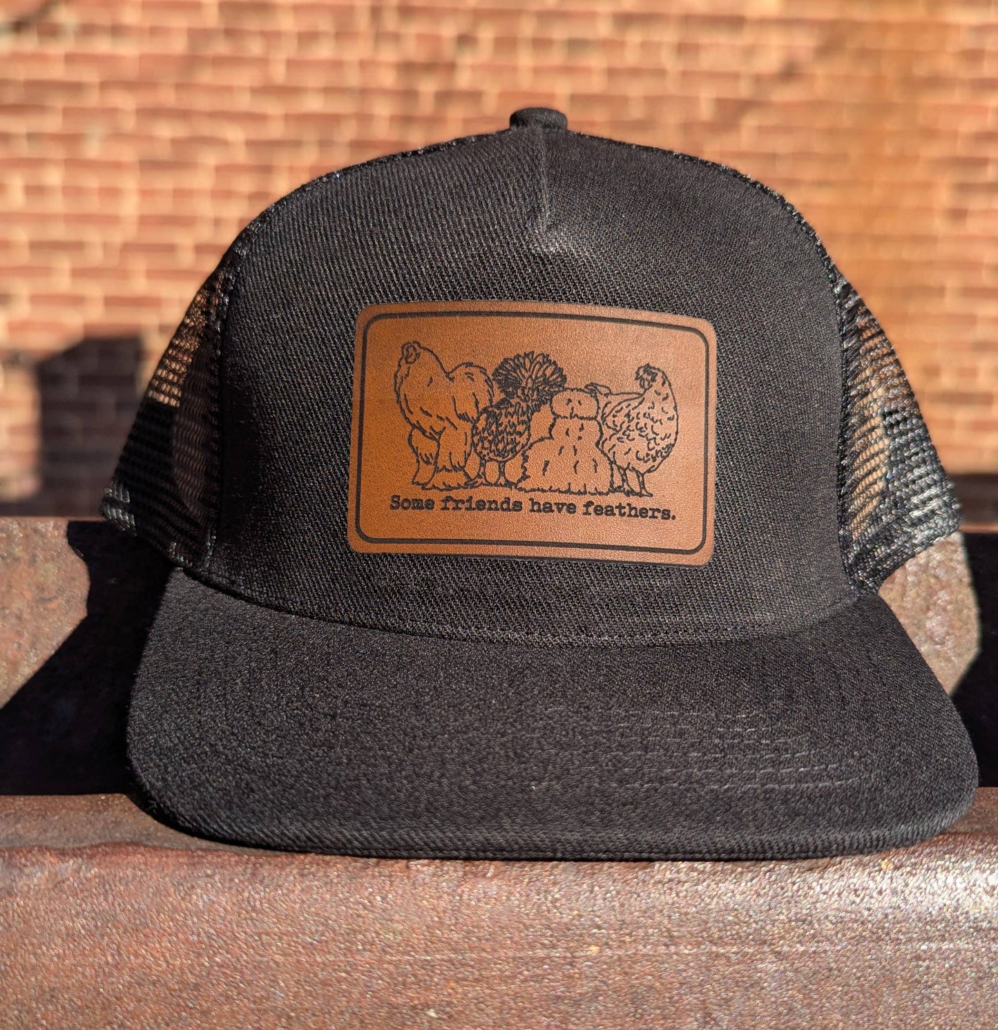 "Some Friends have Feathers" Trucker Hat for Outdoor Kids: Black