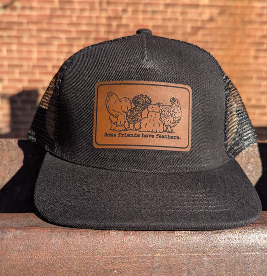 "Some Friends have Feathers" Trucker Hat for Outdoor Kids: Black