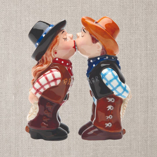 Kissing Cowboy & Cowgirl Couple Salt and Pepper Shaker Set