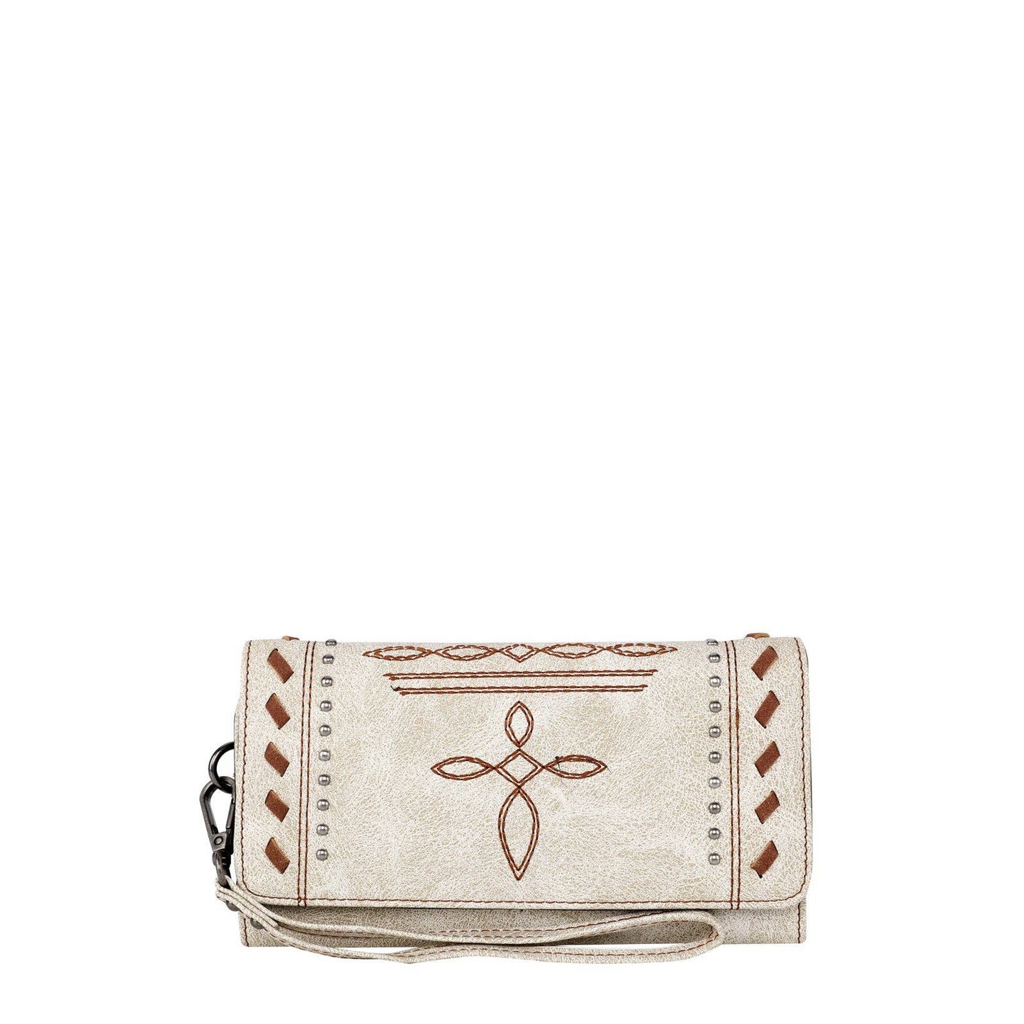 Montana West Embroidered Stitch Wallet: Light Brown