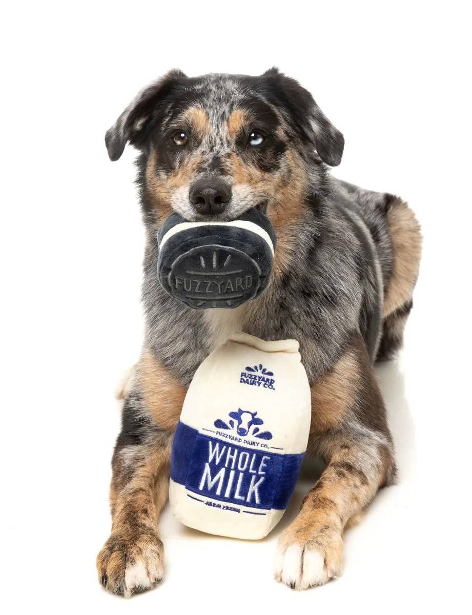 Milk & Cookie Plush Dog Toy: Dark Blue