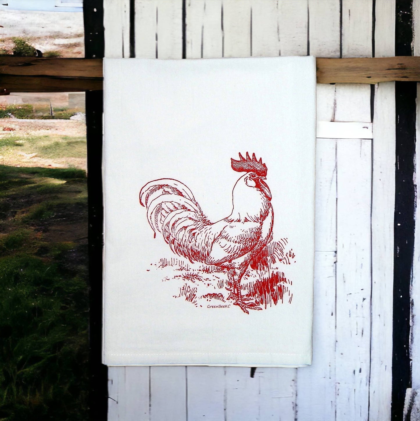 Rooster Kitchen Towel | Tea Towels | Flour Sack Dish Towels: Black