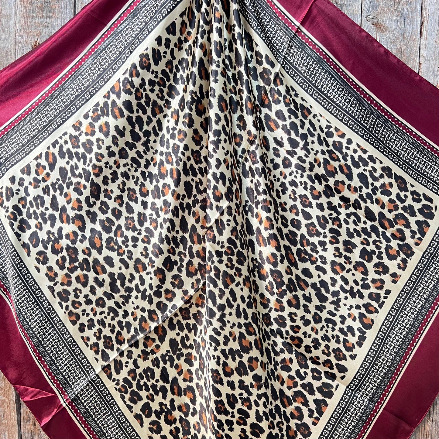 Wine Leopard Print Wild Rag - Western Scarf