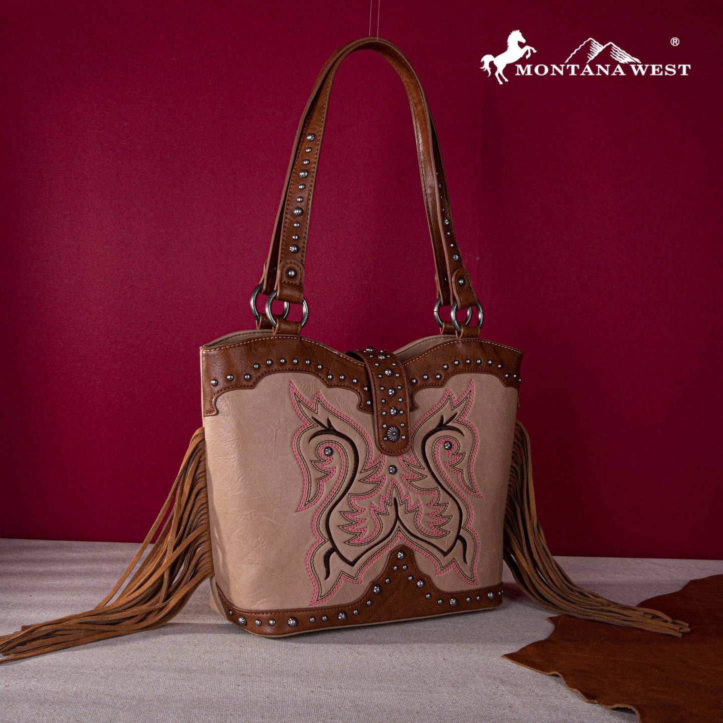 Montana West Embroidered Fringe Tote: Mustard