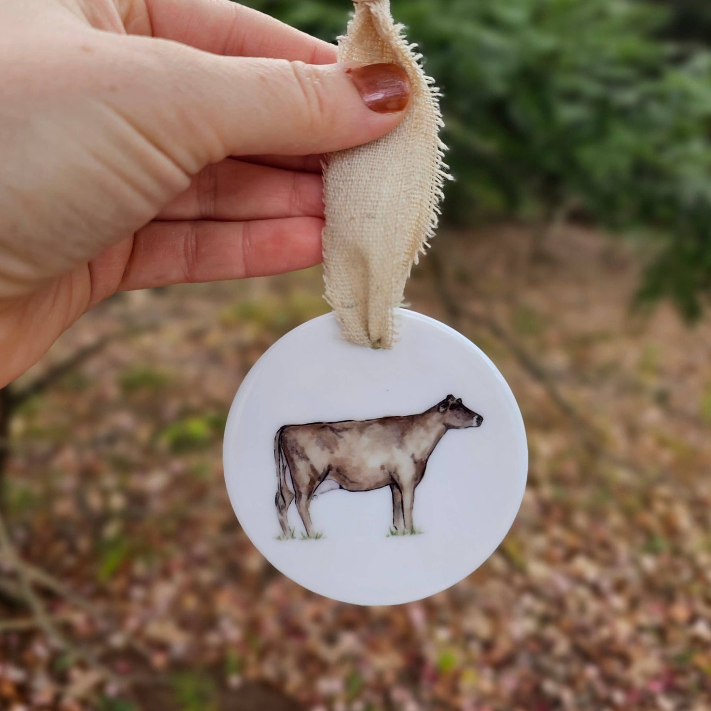 Jersey Dairy Cow Rustic Ceramic Ornament