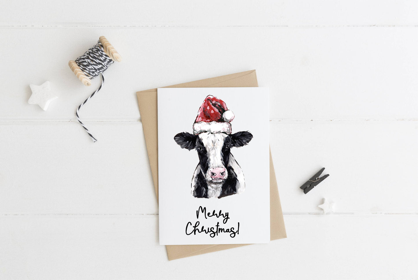 Merry Christmas Cow Card: Set of 6