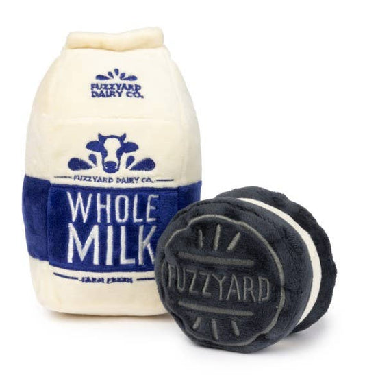 Milk & Cookie Plush Dog Toy: Dark Blue