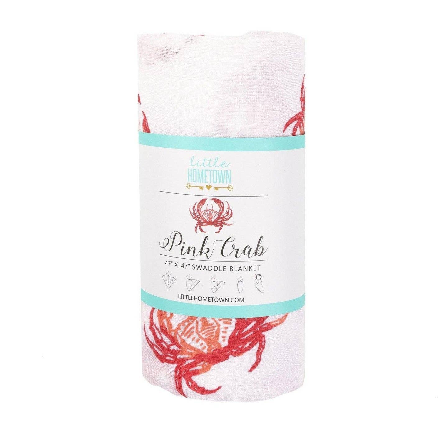 Pink Crab Baby Swaddle Blanket