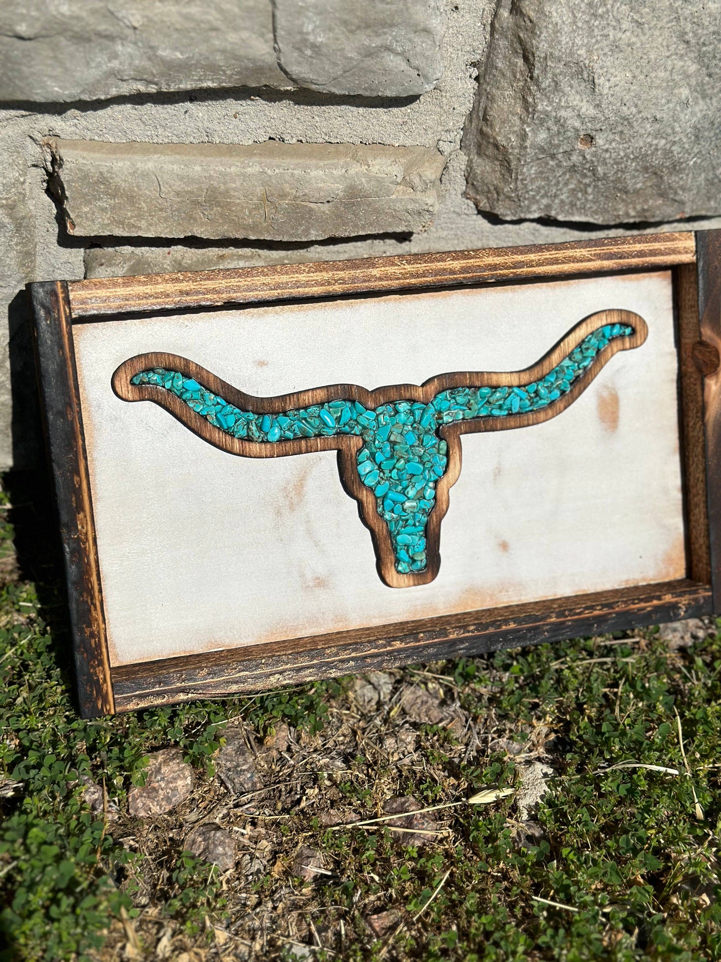 Longhorn Decor: Turquoise on White