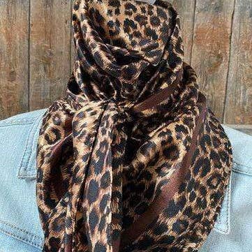 Brown Leopard Wild Rag - Western Scarf