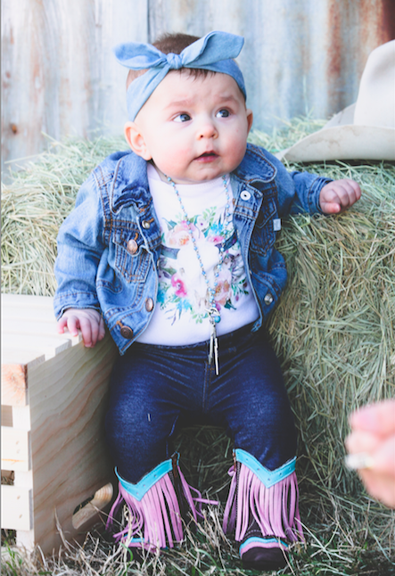 Lyddie Forever Fringe Baby Boots- Pink: 1 (3-6 months)