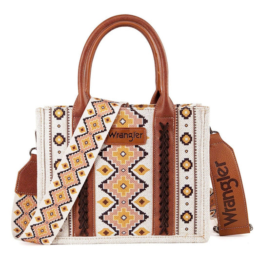 Wrangler Southwestern  Print Small Canvas Tote/Crossbody: Coffee