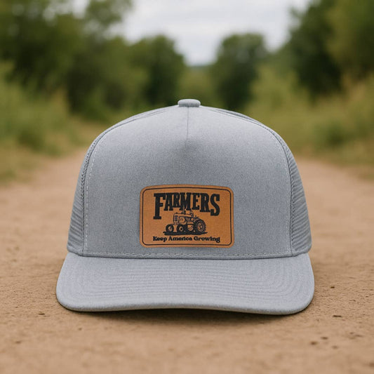Kids Farmers Growing America Trucker Hat: Heather Grey
