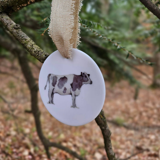 Holstein Dairy Cow Ceramic Ornament