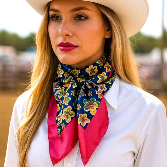 35X35"  Pink Flowers Wild Rag/Scarf WR3109