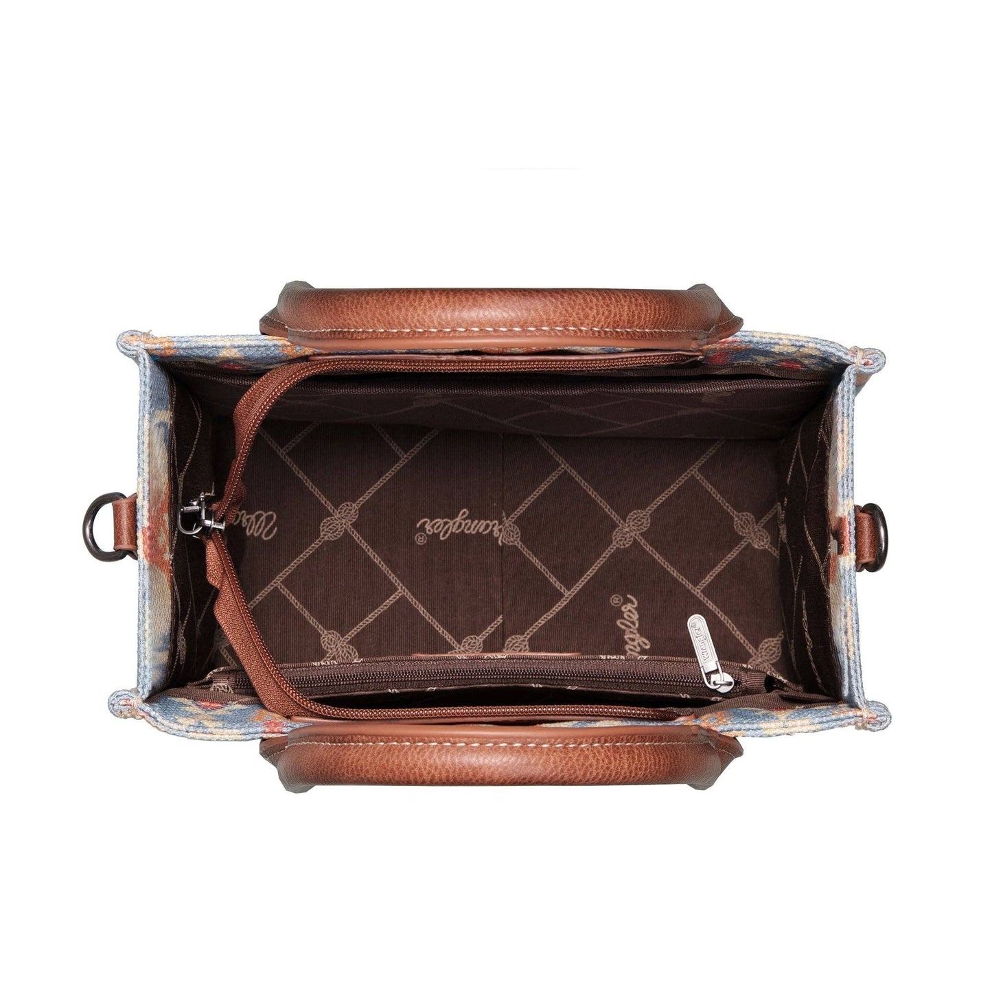 Wrangler Southwestern  Print Small Canvas Tote/Crossbody: Coffee