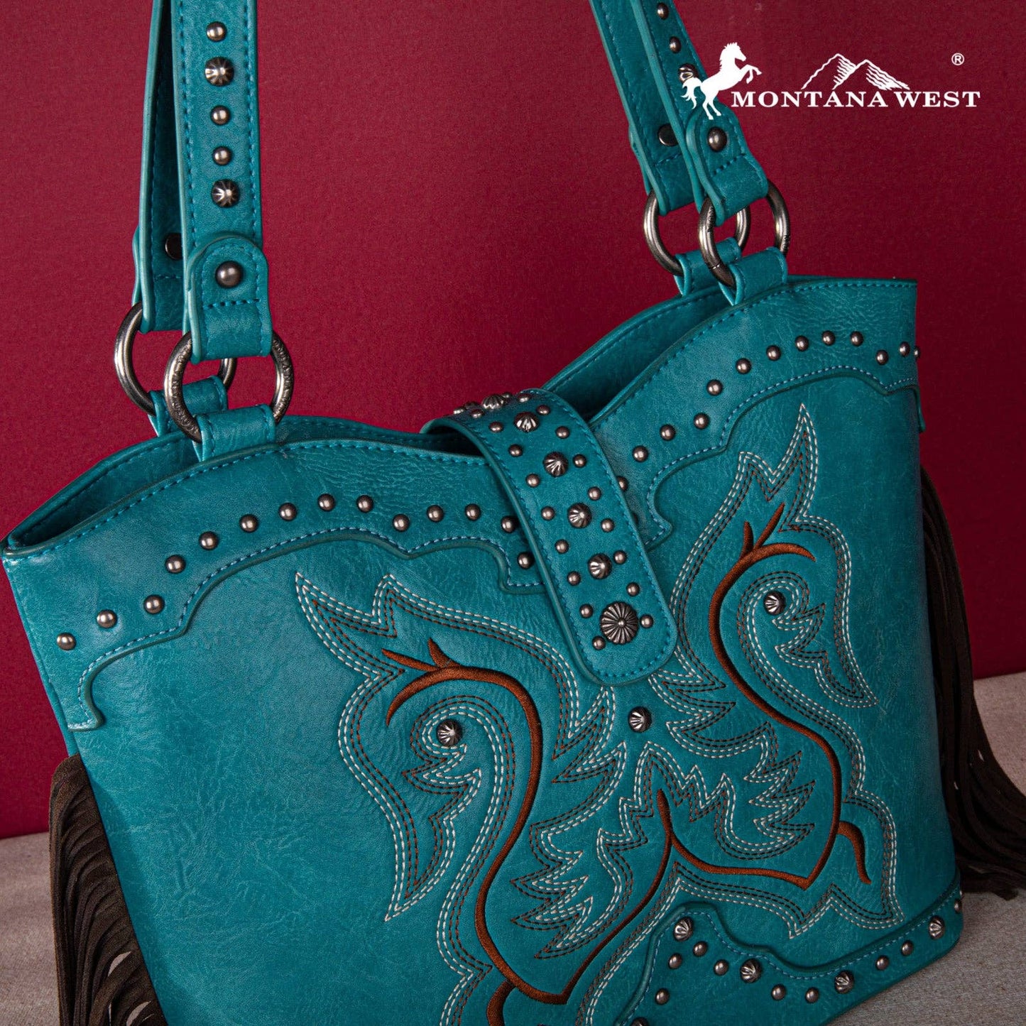 Montana West Embroidered Fringe Tote: Mustard