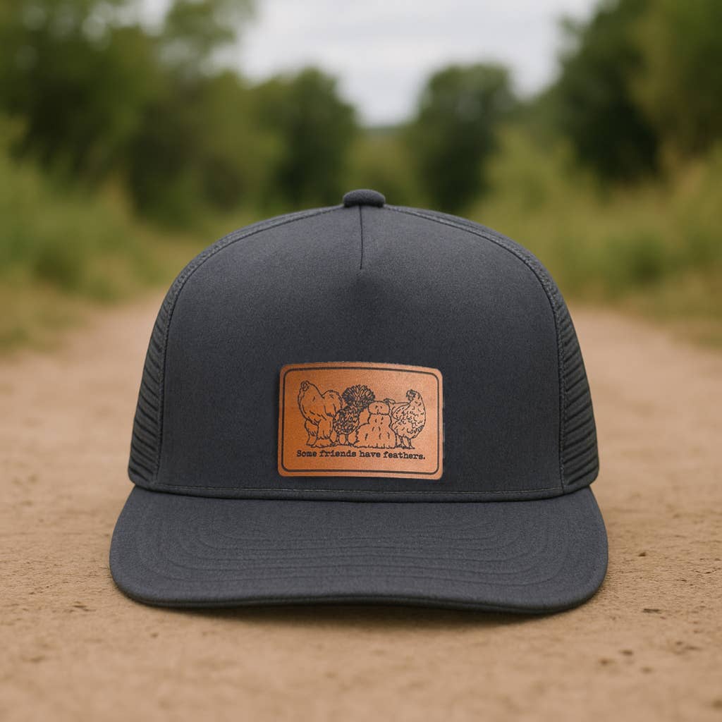 "Some Friends have Feathers" Trucker Hat: Heather Gray