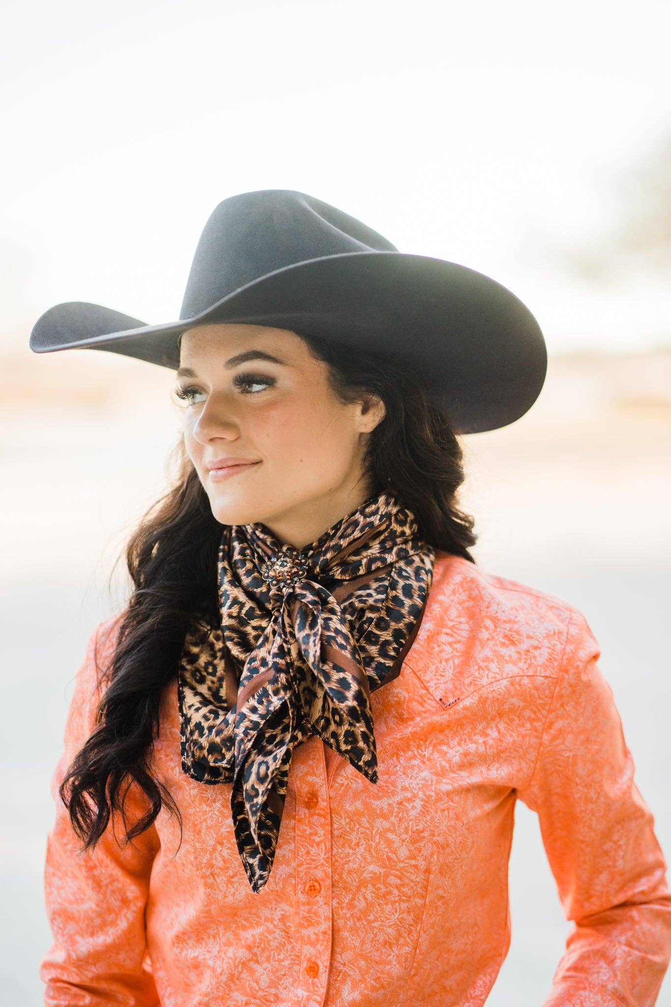 Brown Leopard Wild Rag - Western Scarf