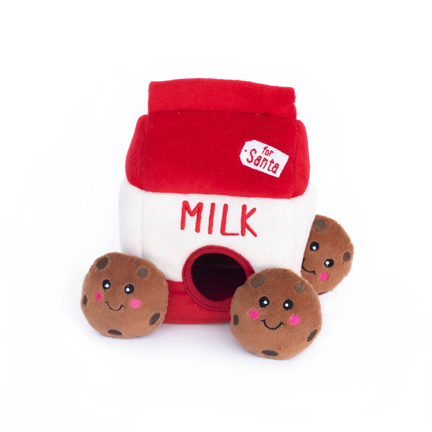 Santa's Milk and Cookies Dog Toy: Red