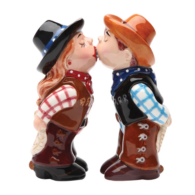 Kissing Cowboy & Cowgirl Couple Salt and Pepper Shaker Set