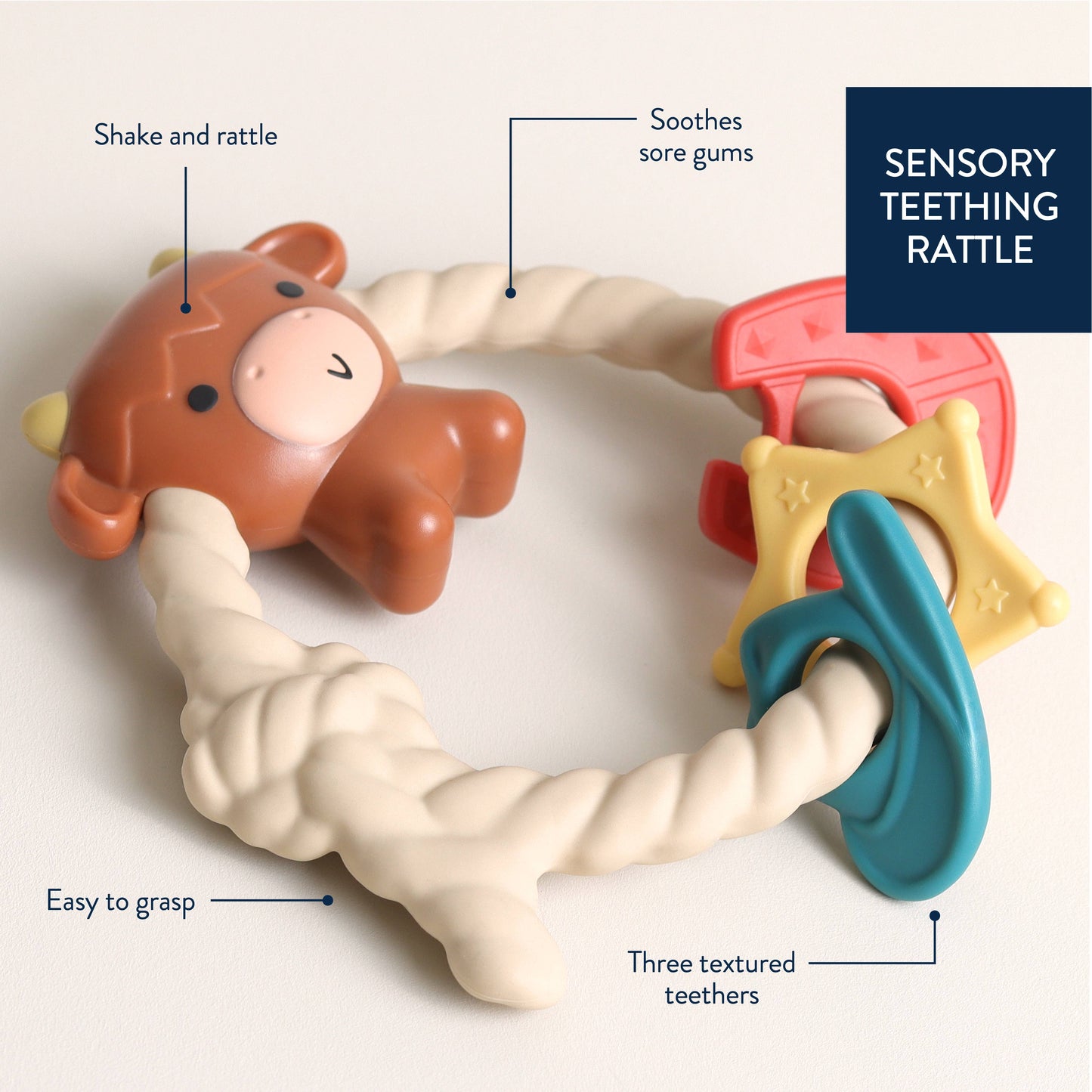 Highland Cow Ritzy Rattle™ Silicone Teether