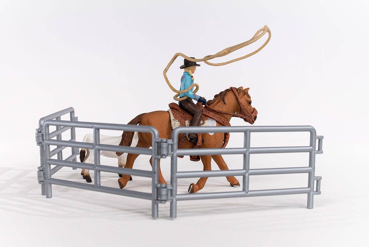 Schleich Team Roping With Cowgirl Farm Figurine Toys Play Set