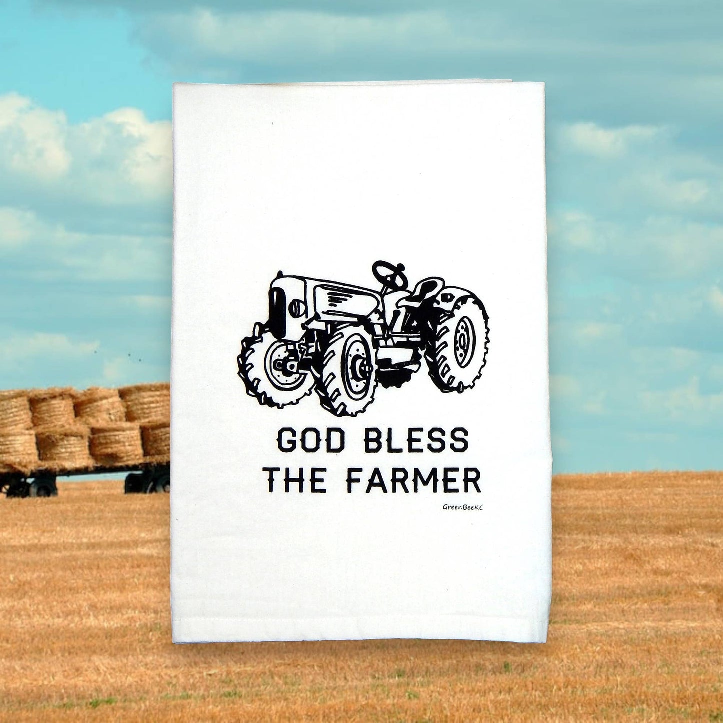 Farmer Kitchen Towel | Tea Towels | Flour Sack Dish Towels: Green