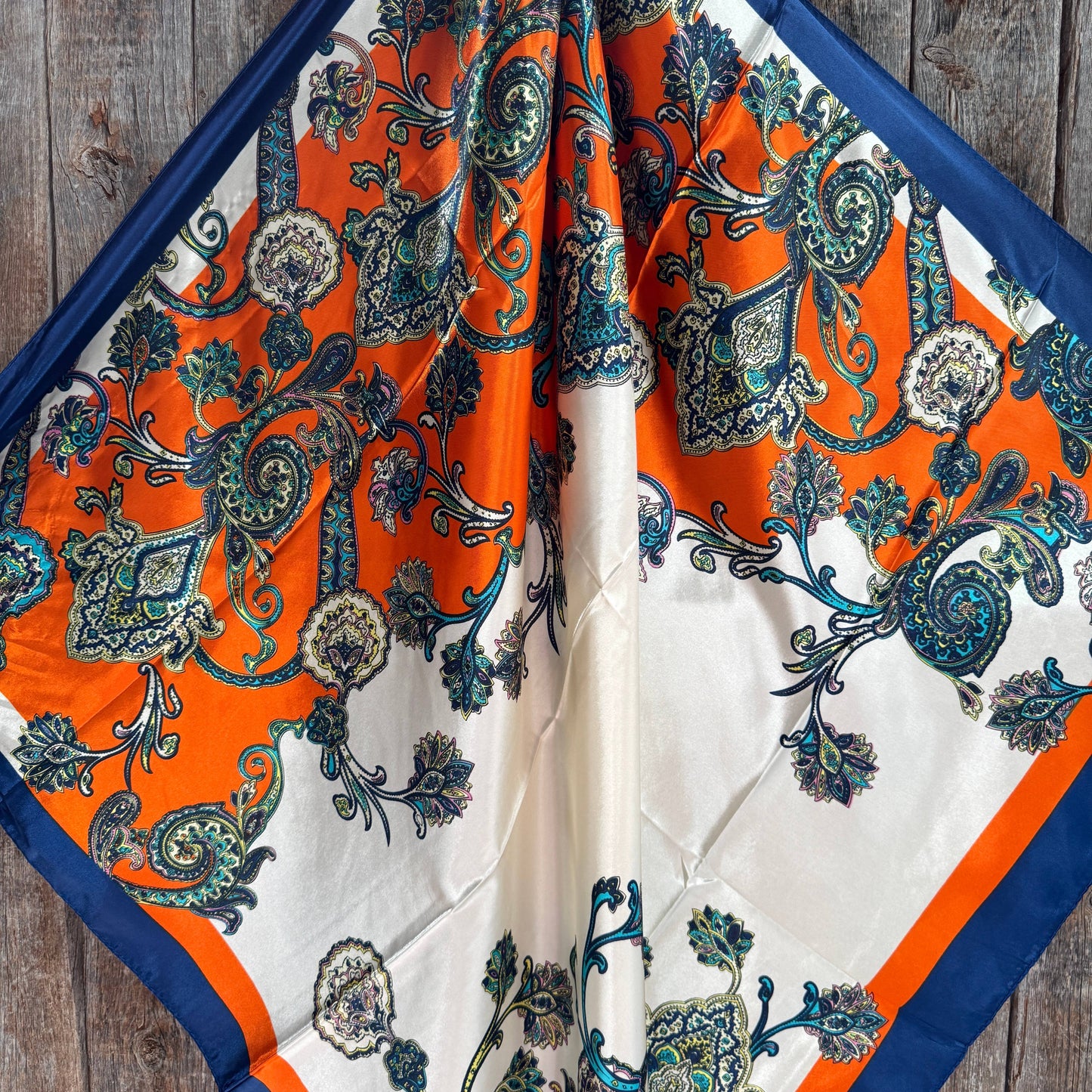 35X35" Orange & Blue Paisley Wild Rag/Scarf WR302