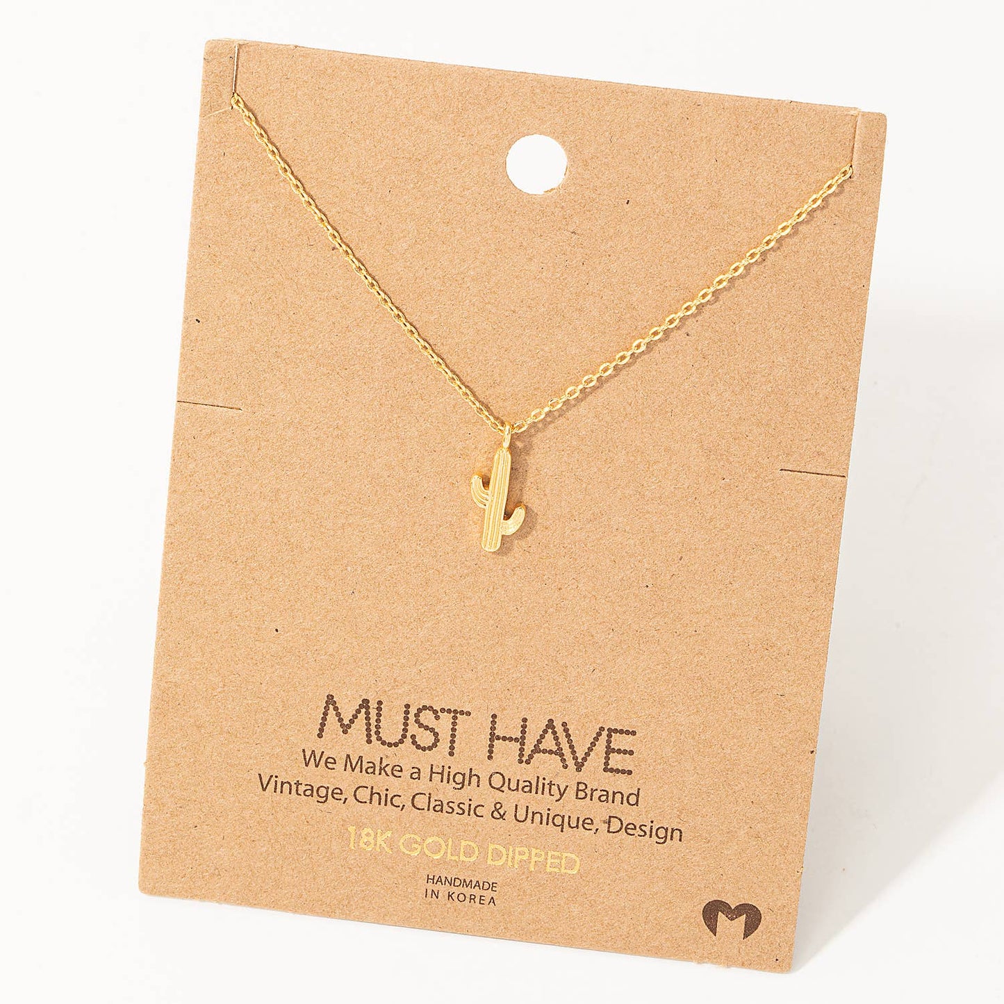 Dainty Cactus Pendant Necklace: S