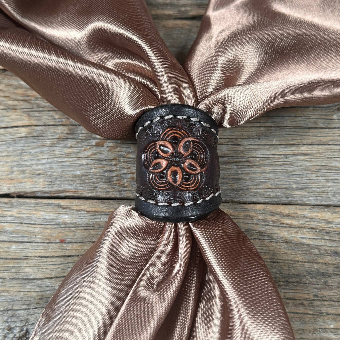 Tooled Leather Wild Rag Slides - Assorted: TEAL DOT FLORAL