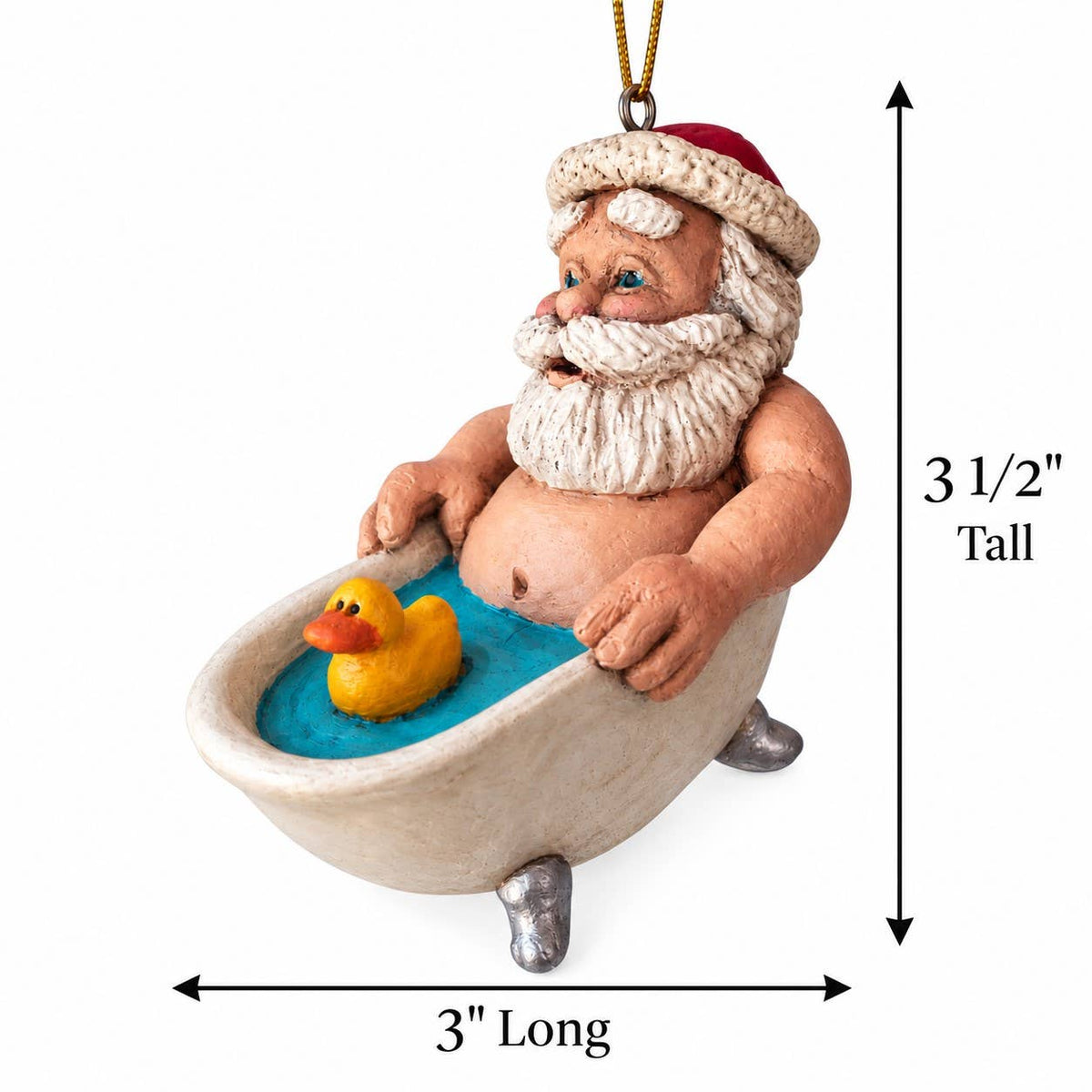 Santa in a Tub Christmas Ornament