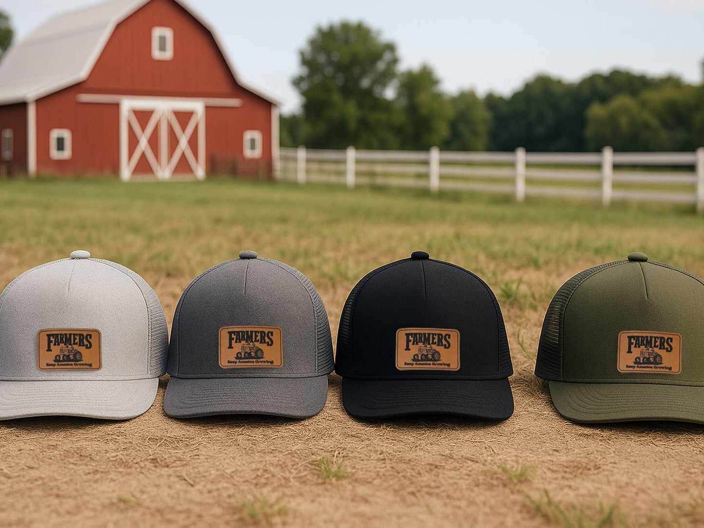 Kids Farmers Growing America Trucker Hat: Heather Grey