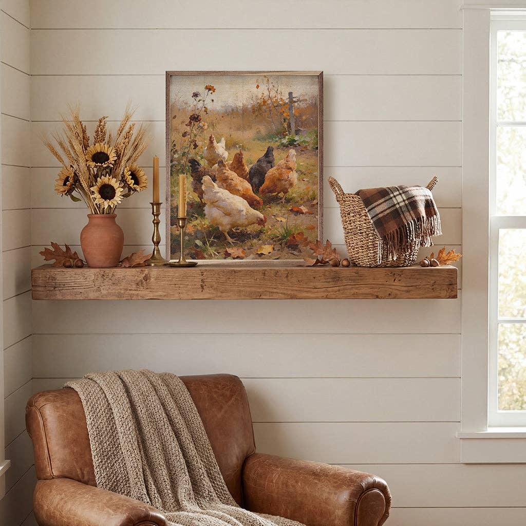 Autumn Chickens Wall Hanging/Decor: 8x10