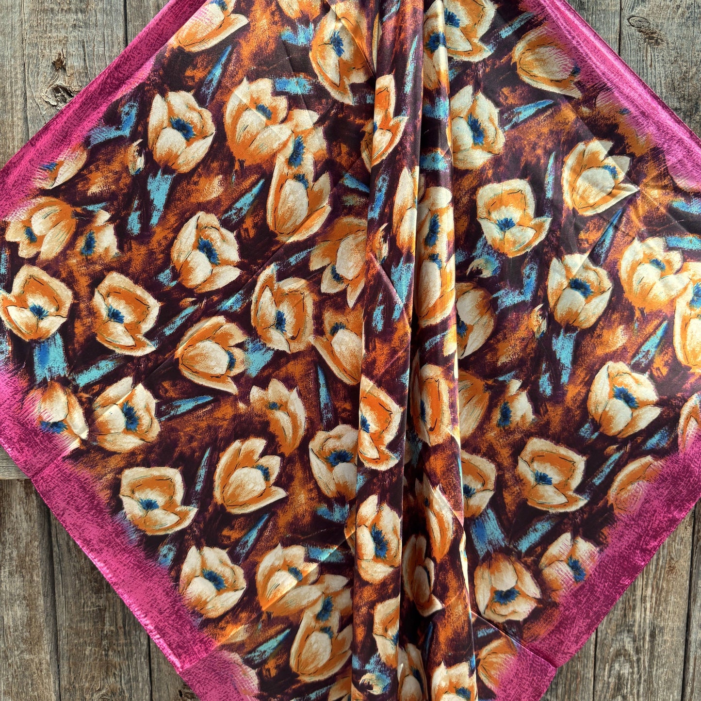 35X35" Fuchsia Floral Wild Rag / Scarf WR3444
