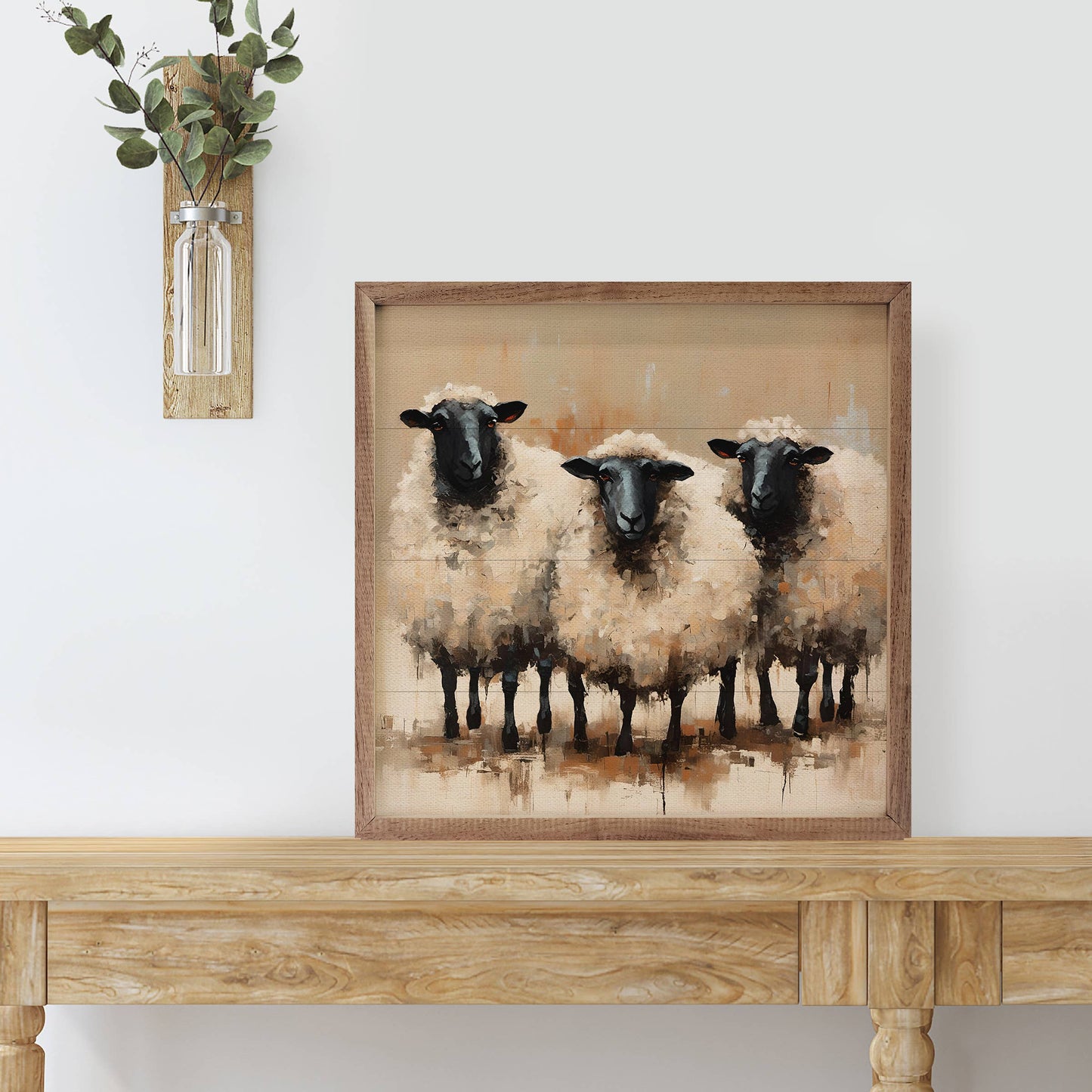 Three Sheep Wall Hanging: 12x12