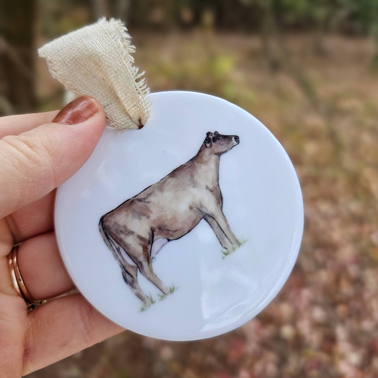 Jersey Dairy Cow Rustic Ceramic Ornament
