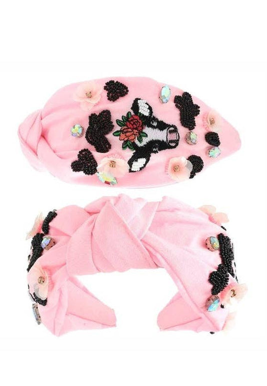Beaded Headband - Light Pink Calf