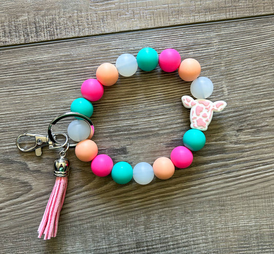 Cow Head Silicone Keychain: Colorful
