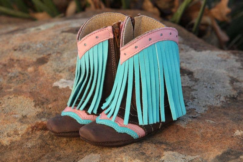 "Lyddie" Turq Baby Boots, Size 1-3: 1