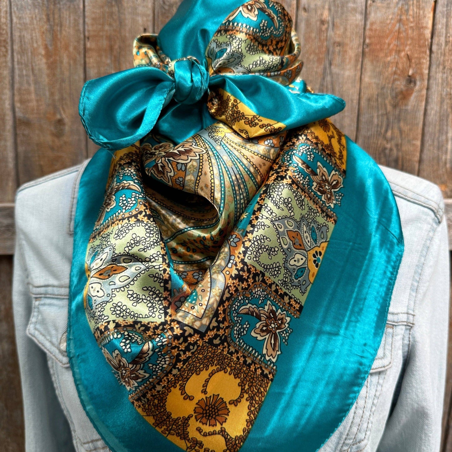 35X35"  Teal Tone Paisley Wild Rag / Scarf WR1000