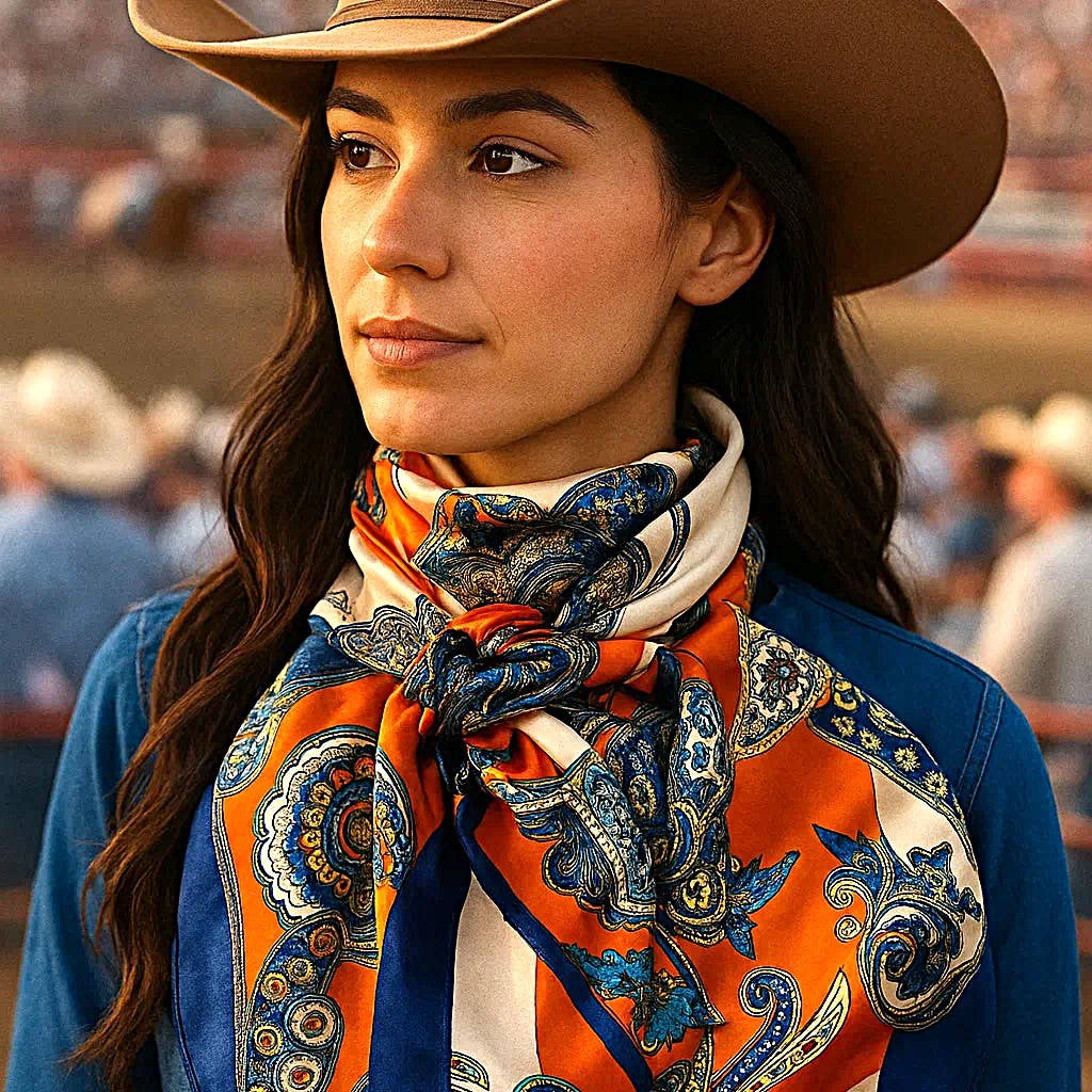35X35" Orange & Blue Paisley Wild Rag/Scarf WR302