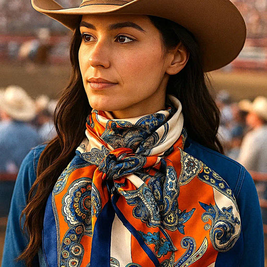 35X35" Orange & Blue Paisley Wild Rag/Scarf WR302